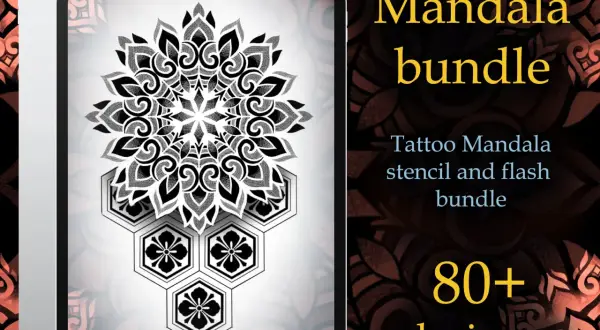 Dotwork Mandala Tattoo Bundle: Über 80 Designs für Schablonen und Flash-Kunst.