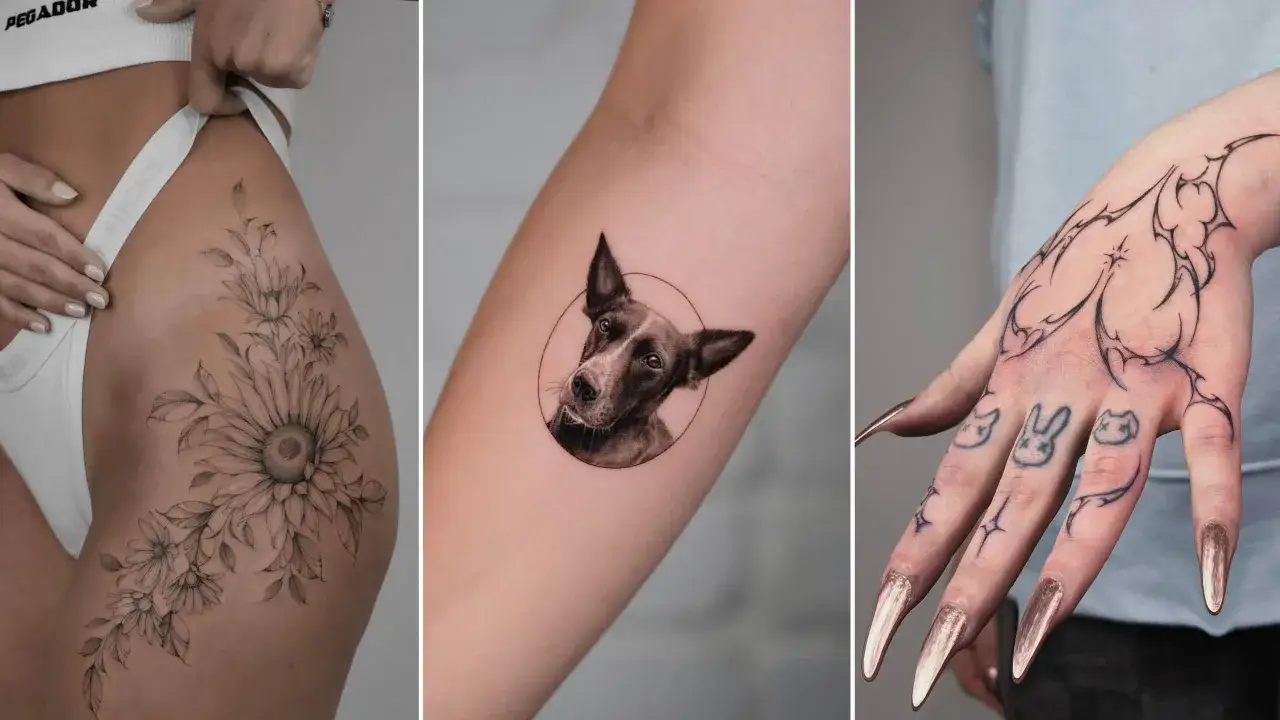 Blumen, Hundegesicht und abstrakte Linien auf H&auml;nden &ndash; beliebte Tattoos f&uuml;r jeden Stil.