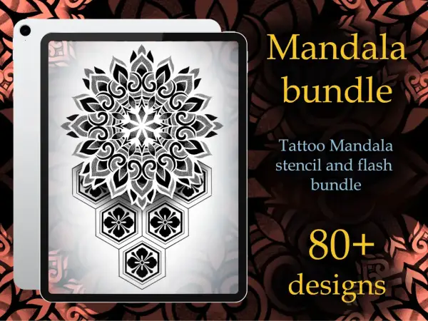 Dotwork Mandala Tattoo Bundle: Über 80 Designs für Schablonen und Flash-Kunst.